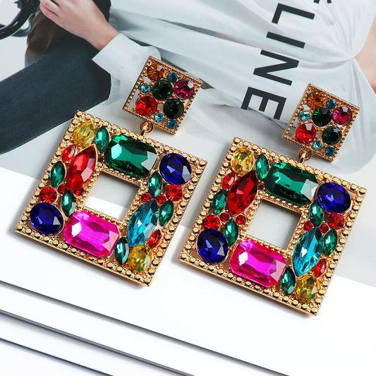 Charm Dangle Earrings For Women Girl 2023 Luxury Ear Accessories Vintage Fairy Square Crystal Brincos Christmas Pendant Jewelry - Gifting By Julia M
