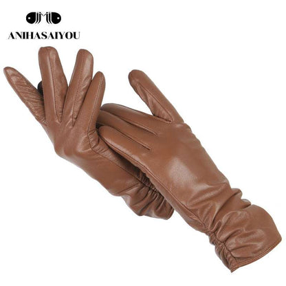 Classic Pleated Genuine Leather Gloves - Gifting By Julia M