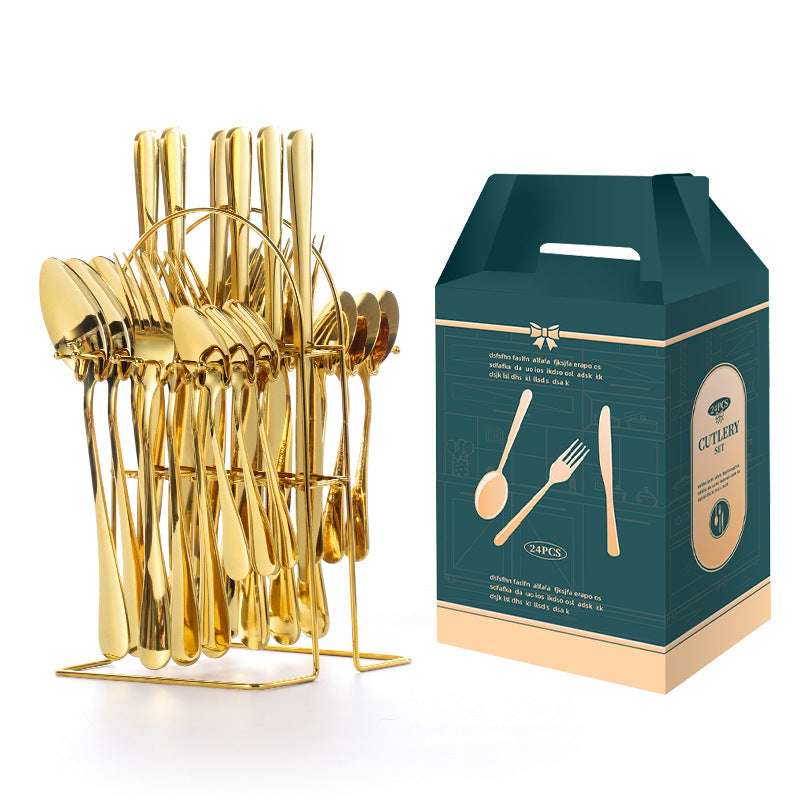 Colorful 24Pcs Gold Silver Tableware Gift Box kitchen utensils Gifting By Julia M gold 24 sets  
