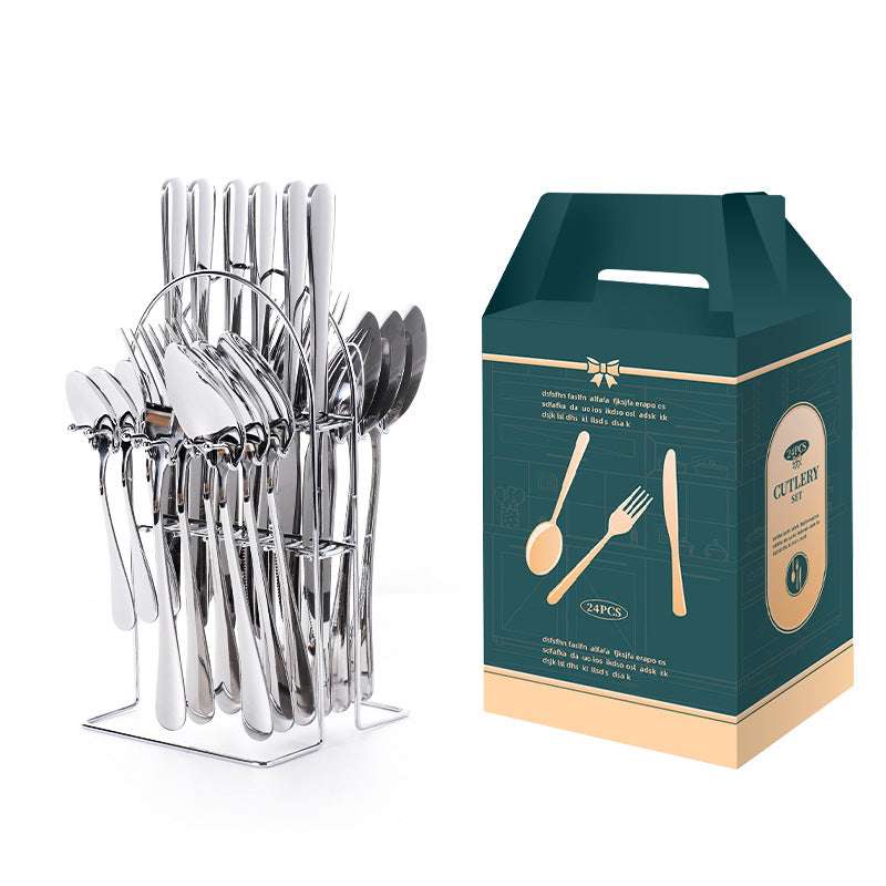 Colorful 24Pcs Gold Silver Tableware Gift Box kitchen utensils Gifting By Julia M Silver 24 sets  