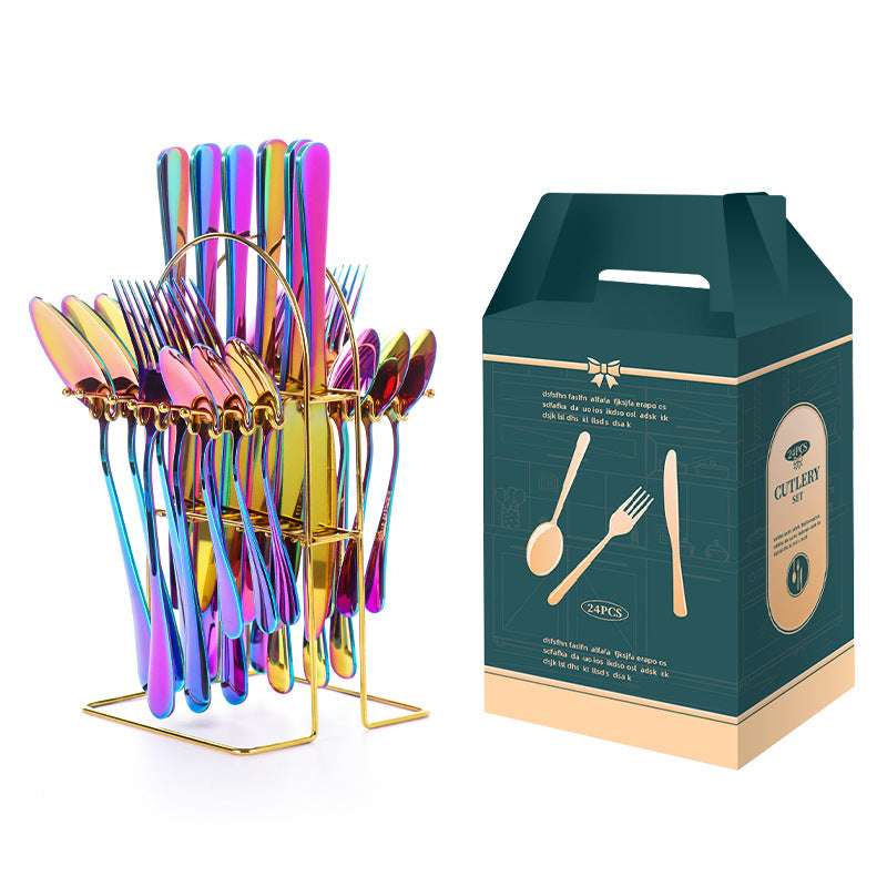 Colorful 24Pcs Gold Silver Tableware Gift Box kitchen utensils Gifting By Julia M   