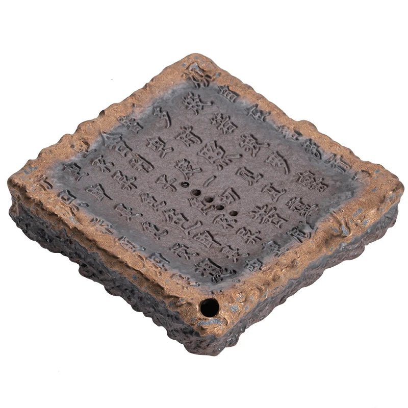 Creativity Tray Heart Sutra Tea Board Chinese Retro Pot Tray Ceramic Pot Bearing Dry Brewing Table Water Storage Type Teaware - Gifting By Julia M