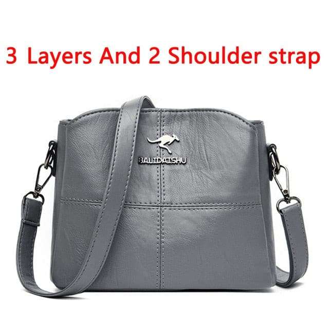 Crossbody Shoulder Bag HANDBAGS gifting by julia m 3 Layers Gray  