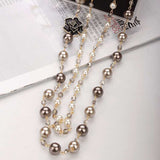 Double Layer Pearls Flower Long Necklace - Gifting By Julia M