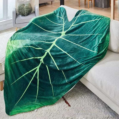 Giant Cozy Green Leaf Throw Fleece Blanket - Gifting By Julia M