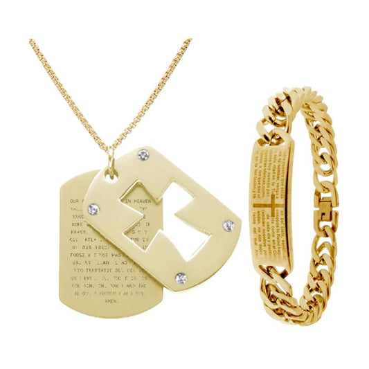 Gold Cross Cut Out Pendant and Bracelet Set - Limited Edition - Gifting By Julia M