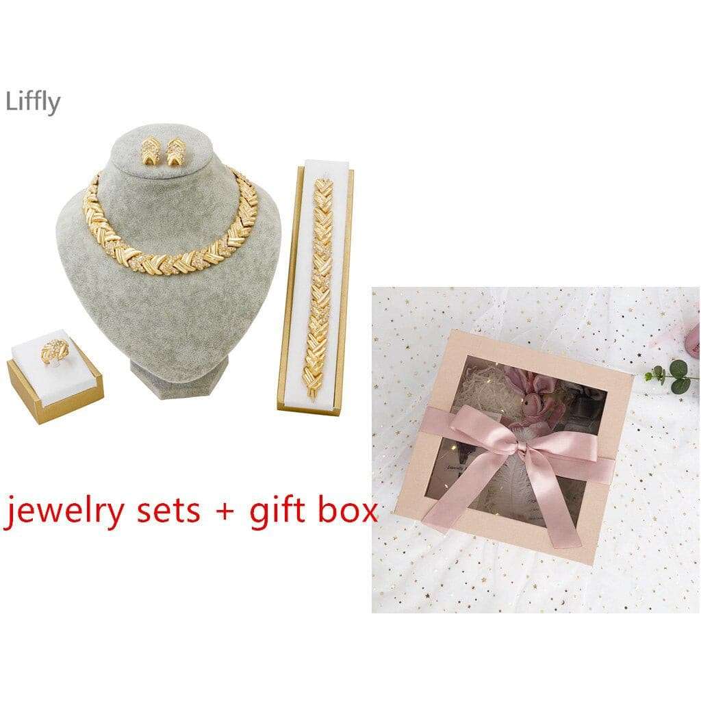 Gold Crystal Necklace Bracelet Set - Gifting By Julia M
