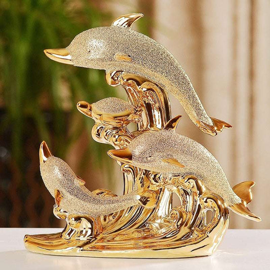 Gold Dolphin Figurines - A touch of European Elegance Decor gifting by julia m   