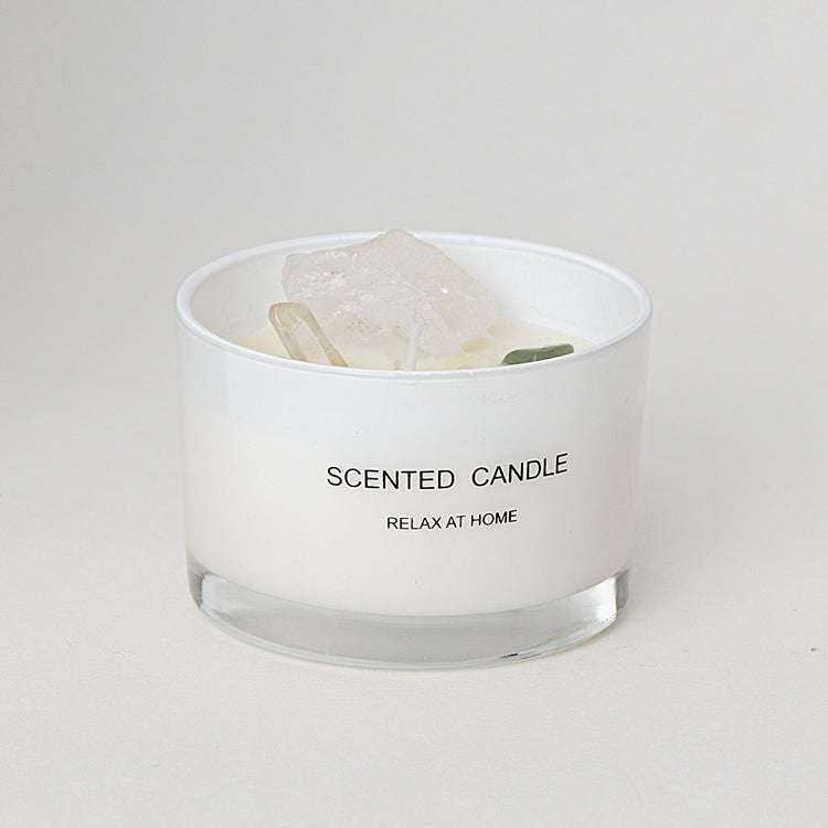 Healing Crystal Scented Candle candles Gifting By Julia M 7.8*7.8*5.5CM White 