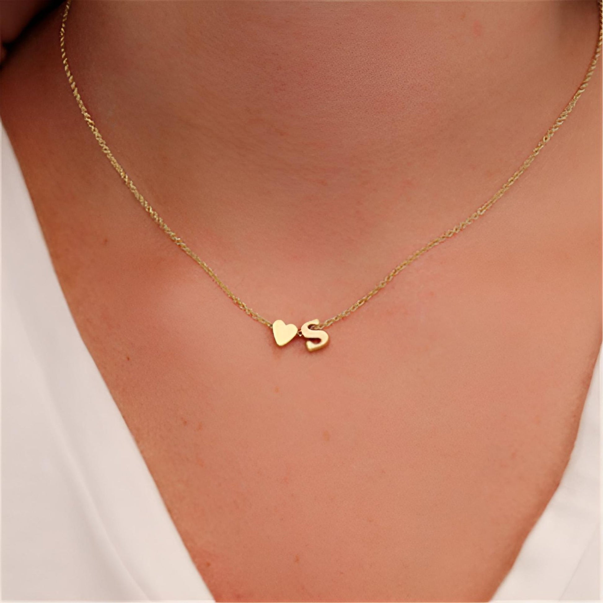 Heart Shaped Letter Necklace - Initial Pendant - Gifting By Julia M
