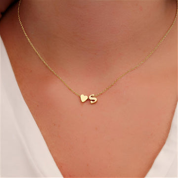 Heart Shaped Letter Necklace - Initial Pendant