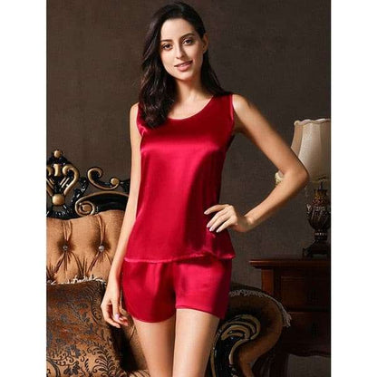 Luxurious Silk Pyjama Set - Sleep in Style and Comfort All Night Long - Perfect Fit for Plus Size Women Pajamas gifting by julia m Crimson M China