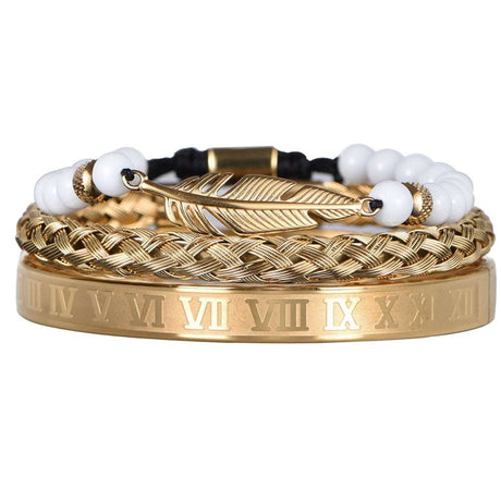 Luxury Set Crown Charm Gold Color Skull Bracelet - Gifting By Julia M