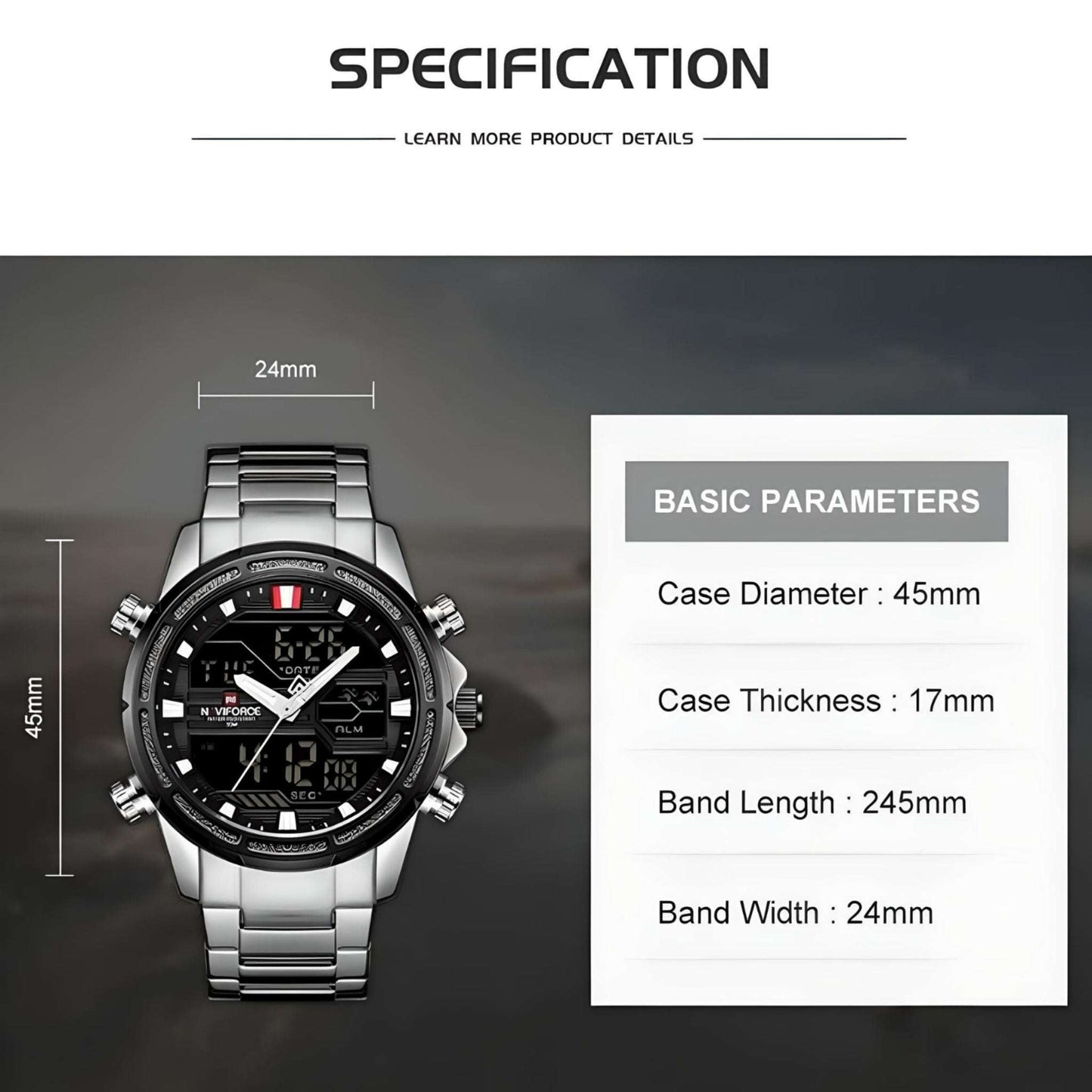 NAVIFORCE Digital Chronograph Sport Quartz Wristwatch - Gifting By Julia M