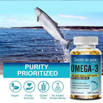 Omega 3 Fish Oil Capsules - Support Your Joints, Skin, Eyes and Heart - Boost Your Overall Health vitamins & supplements Health and Care - 10p   