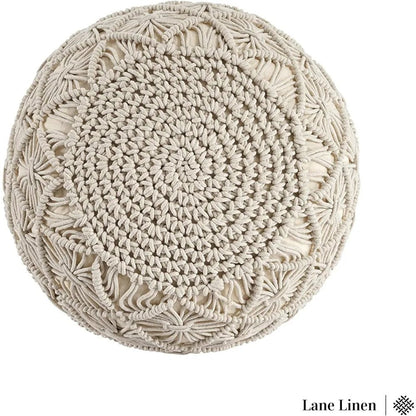 Ottoman Pouf Hand Knitted Large Foot Rest for Couch,100% Cotton Cord, Living Room Floor 20 Diameterx14 Height Pure Footstool  Gifting By Julia M   