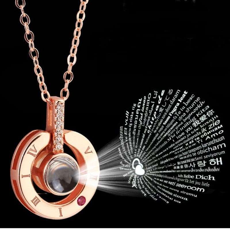 Projection Pendant Necklace 100 Languages - Gifting By Julia M