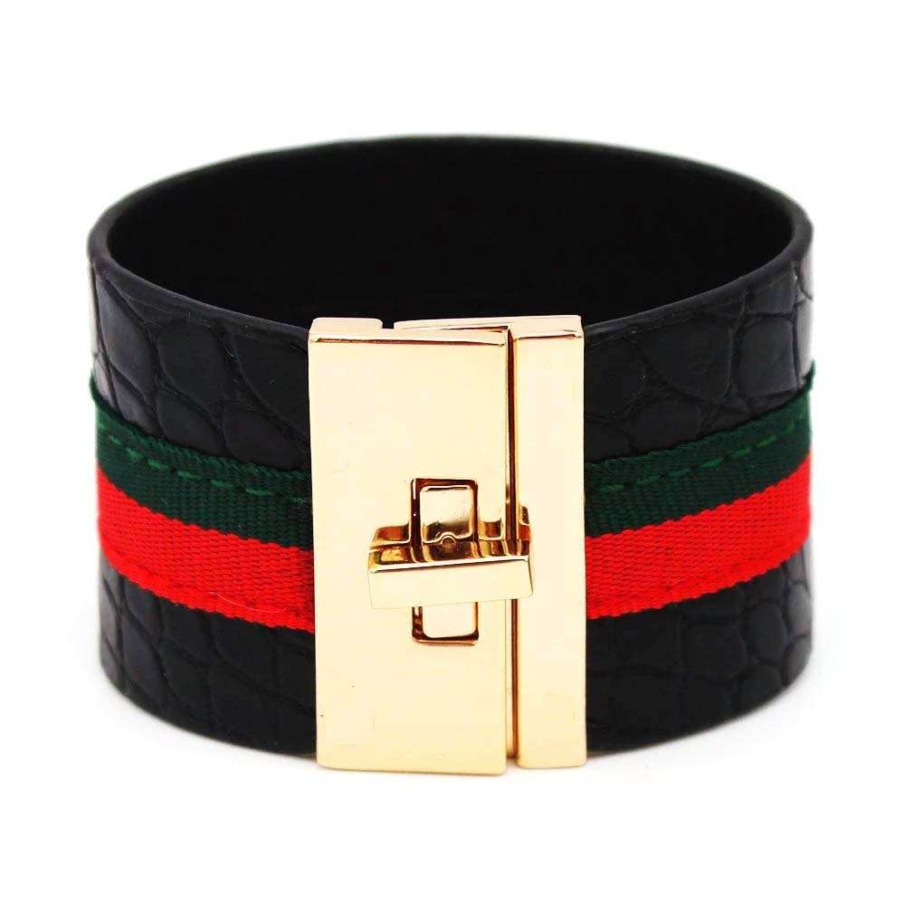 Red Green Ribbon Leather Bracelets - Gifting By Julia M