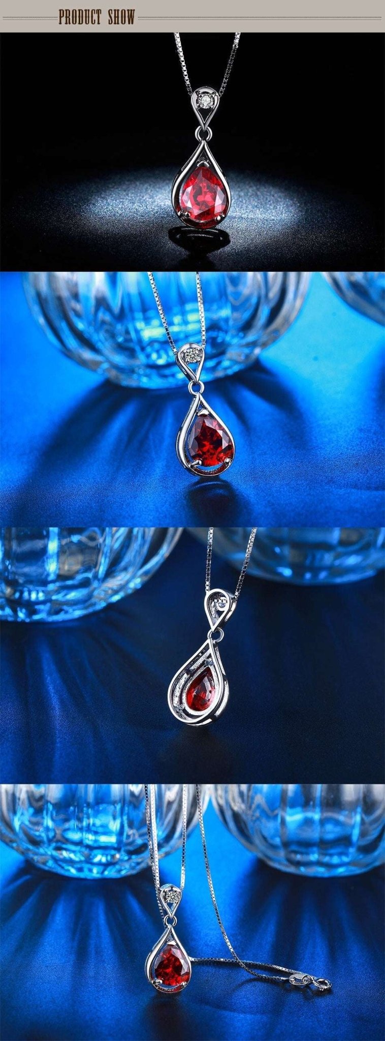 Red Stone jewelry Pendent Necklace - Gifting By Julia M