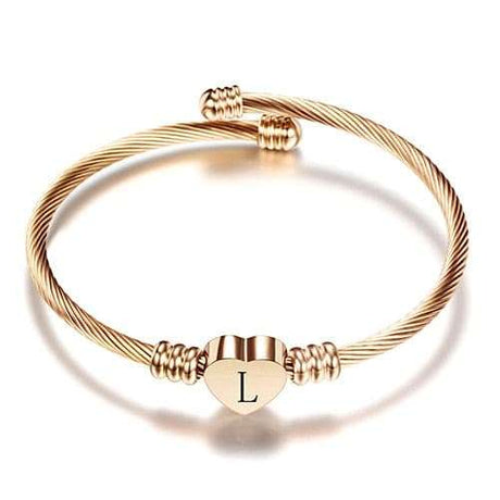 Rose gold Stainless Steel Heart Bracelet With Initial - Gifting By Julia M