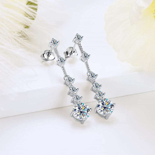 S925 Silver Full Moissanite Drop Earrings - Gifting By Julia M