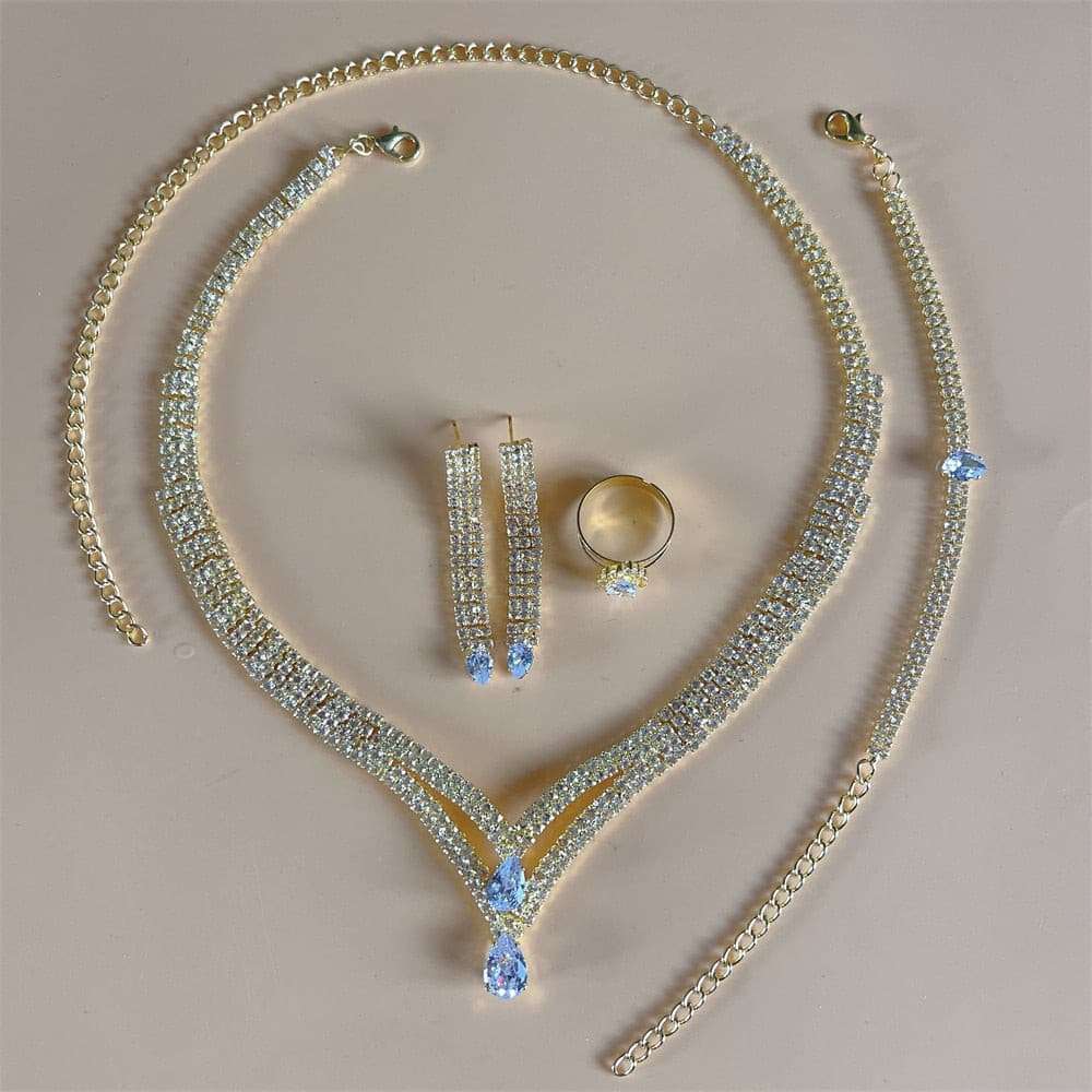 Silver Color Rhinestone Crystal Jewelry Set Jewelry Sets Gifting By Julia M