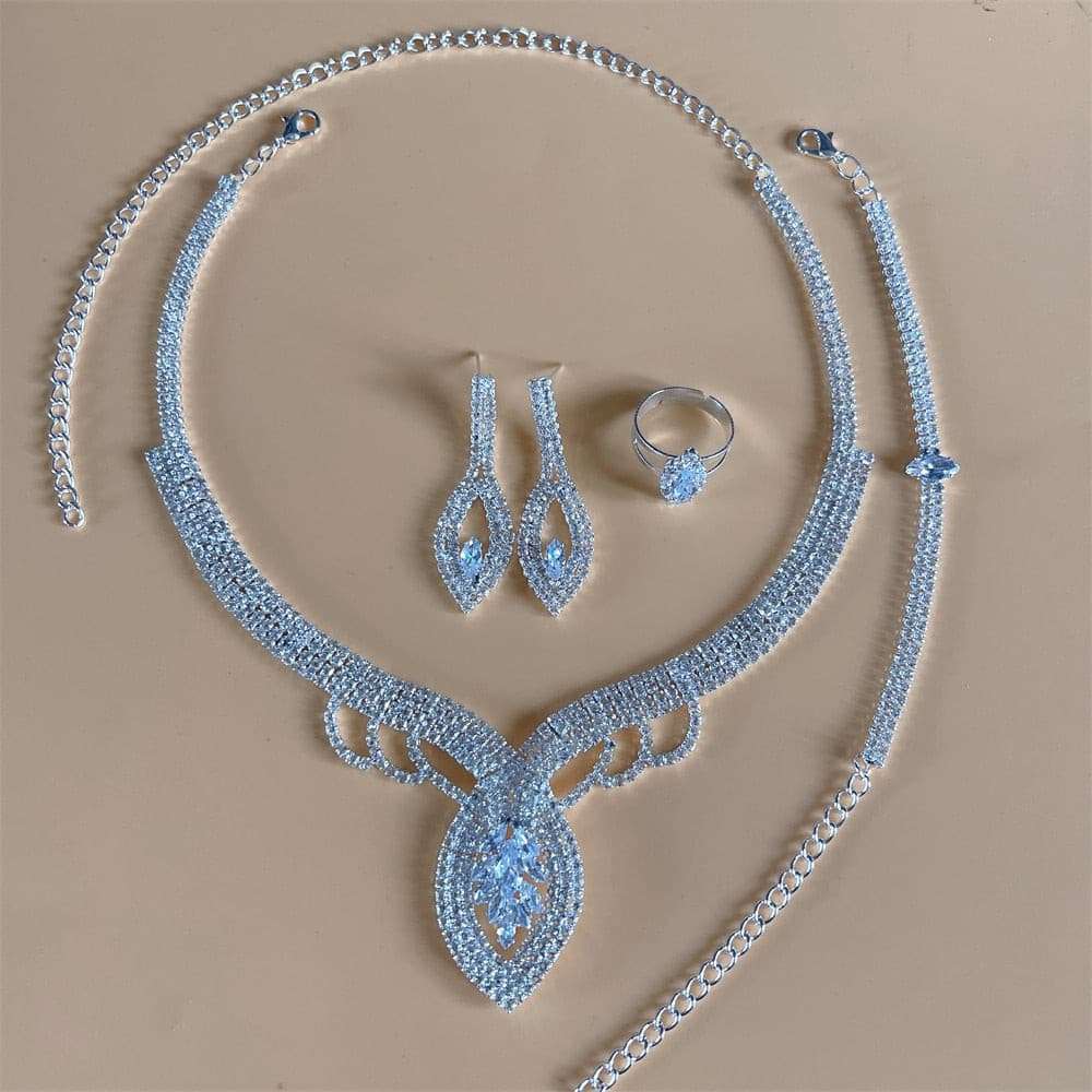 Silver Color Rhinestone Crystal Jewelry Set Jewelry Sets Gifting By Julia M