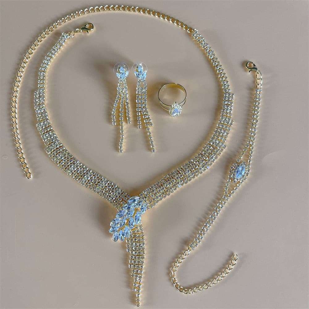 Silver Color Rhinestone Crystal Jewelry Set Jewelry Sets Gifting By Julia M 6-Gold  