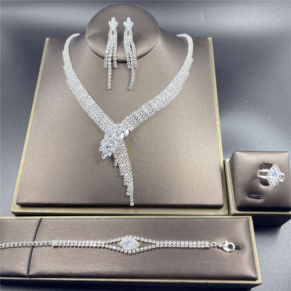 Silver Color Rhinestone Crystal Jewelry Set Jewelry Sets Gifting By Julia M   