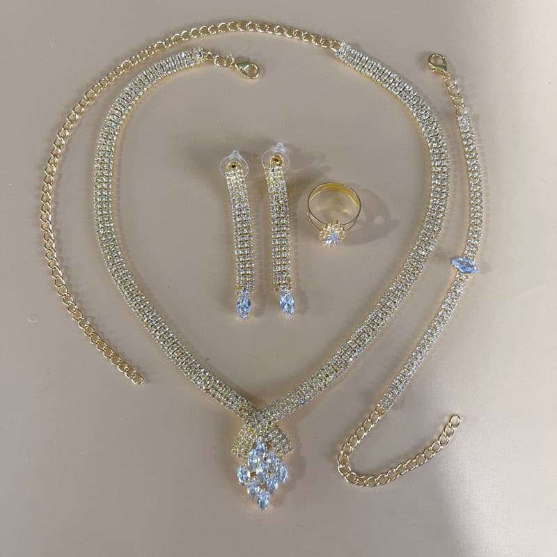 Silver Color Rhinestone Crystal Jewelry Set Jewelry Sets Gifting By Julia M