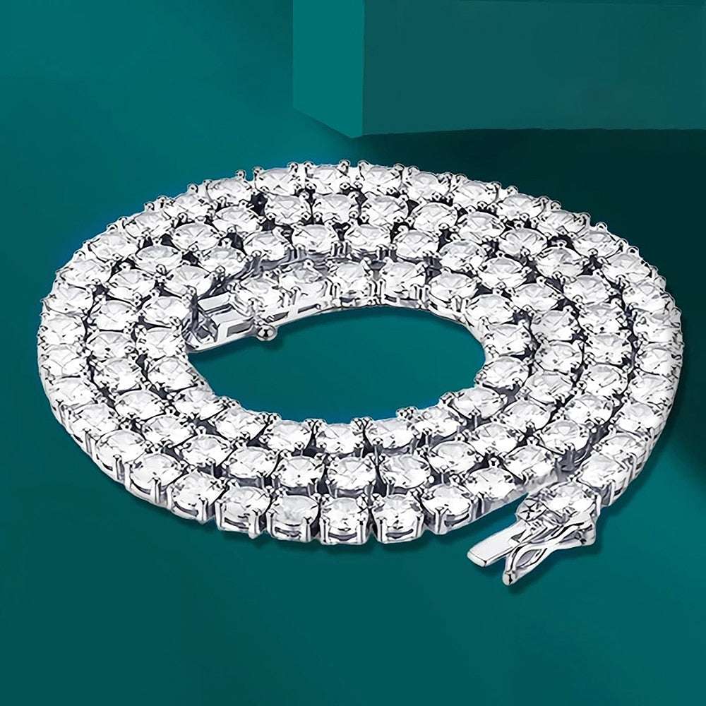 Silver Moissanite Tennis Necklace Bracelet Set - Crafted from 100% 925 Sterling Silver - Gifting By Julia M