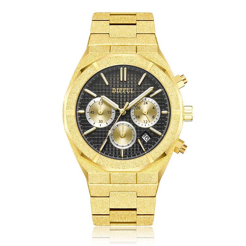 Stainless Steel Business Watch Watches Health and Care - 10p Gold Shell Black Surface 42 