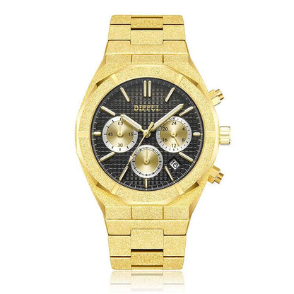 Stainless Steel Business Watch Watches Health and Care - 10p Gold Shell Black Surface 42 