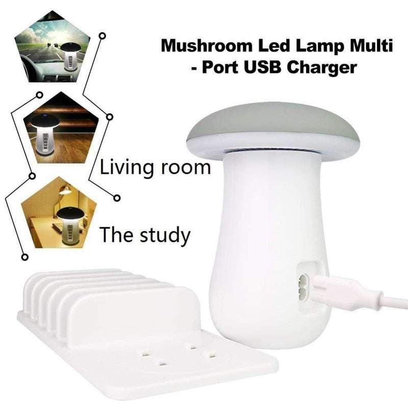 TECVASION Multiple USB Phone Charger Mushroom Night Lamp - Charge All Your Devices Faster and in Style! - Gifting By Julia M