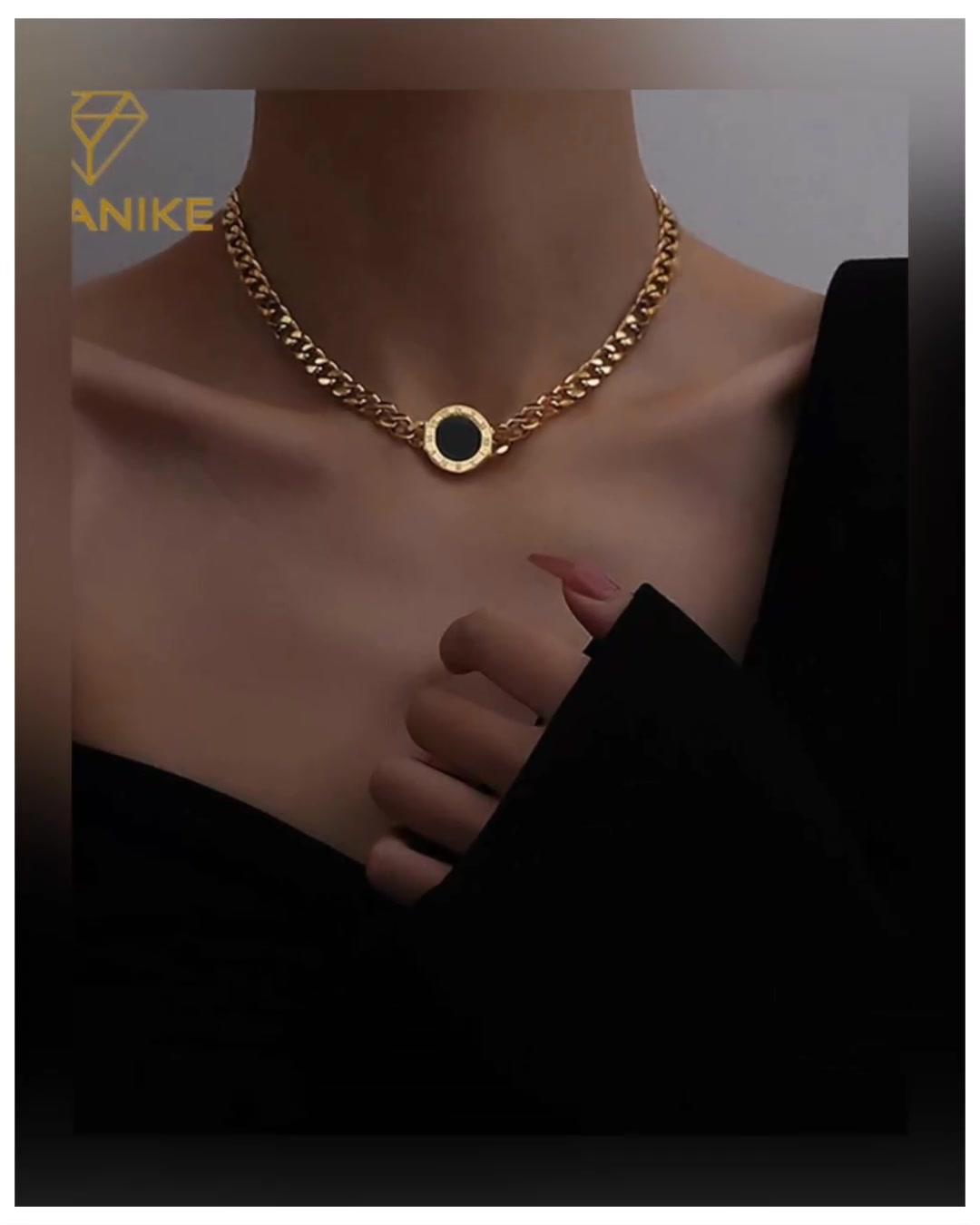 Stainless Steel Enamel Roman Numerals Necklace Bracelet Set