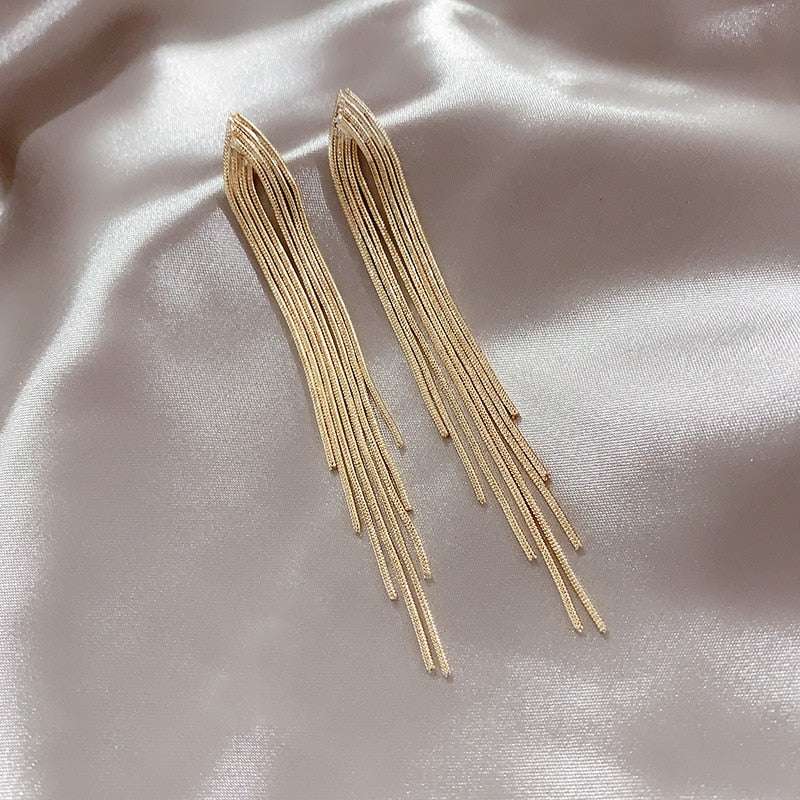 Vintage Gold Bar Long Thread Tassel Drop Earrings Earrings Gifting By Julia M DY1165A  