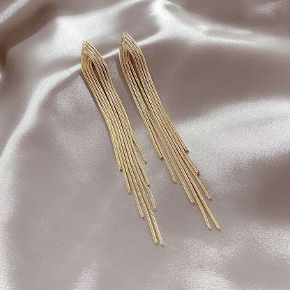 Vintage Gold Bar Long Thread Tassel Drop Earrings Earrings Gifting By Julia M DY1165A  