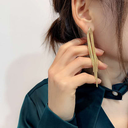 Vintage Gold Bar Long Thread Tassel Drop Earrings Earrings Gifting By Julia M   