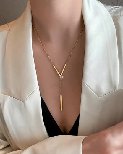 Stainless steel V-shaped long sexy Clavicle Necklace